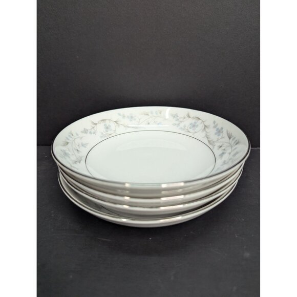 Fine China Fairlawn 8603 Floral Design Platinum Rim 5 1/2" Berry Bowl Set of 4 - Picture 9 of 10